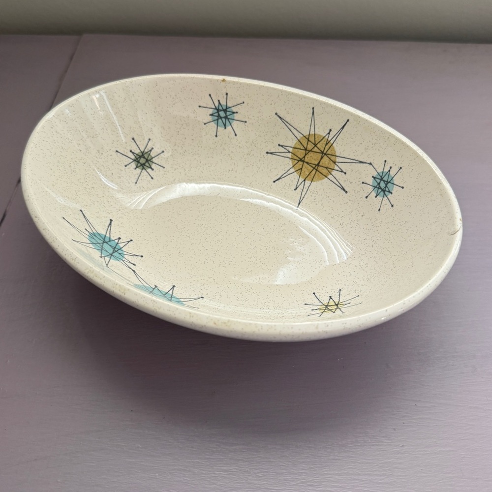 Franciscan Atomic Starburst Oval Serving Bowl 8.25” Vegetable Side Vintage MCM